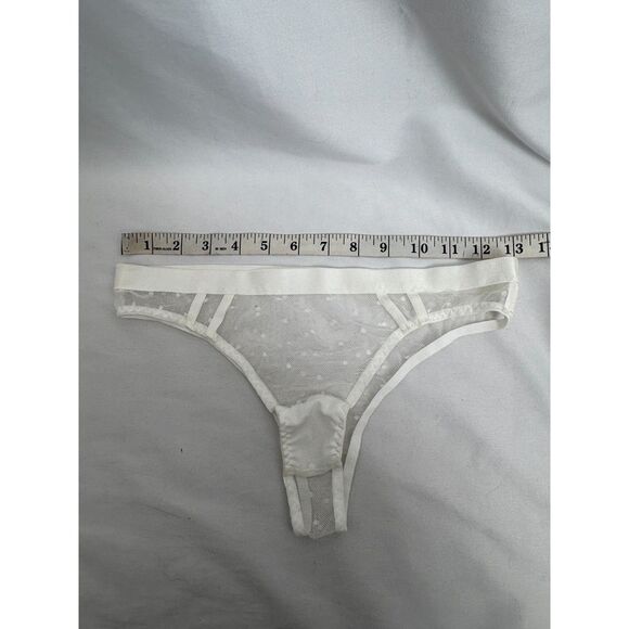 White Two Piece Lingerie Set Size M Polka Dot Bralette and Panties New Sexy - Picture 6 of 9